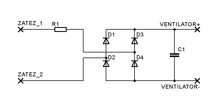 Schéma obvodu pro ovládání ventilátoru v umělé zátěži.