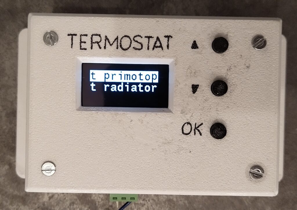 Termostat, menu.