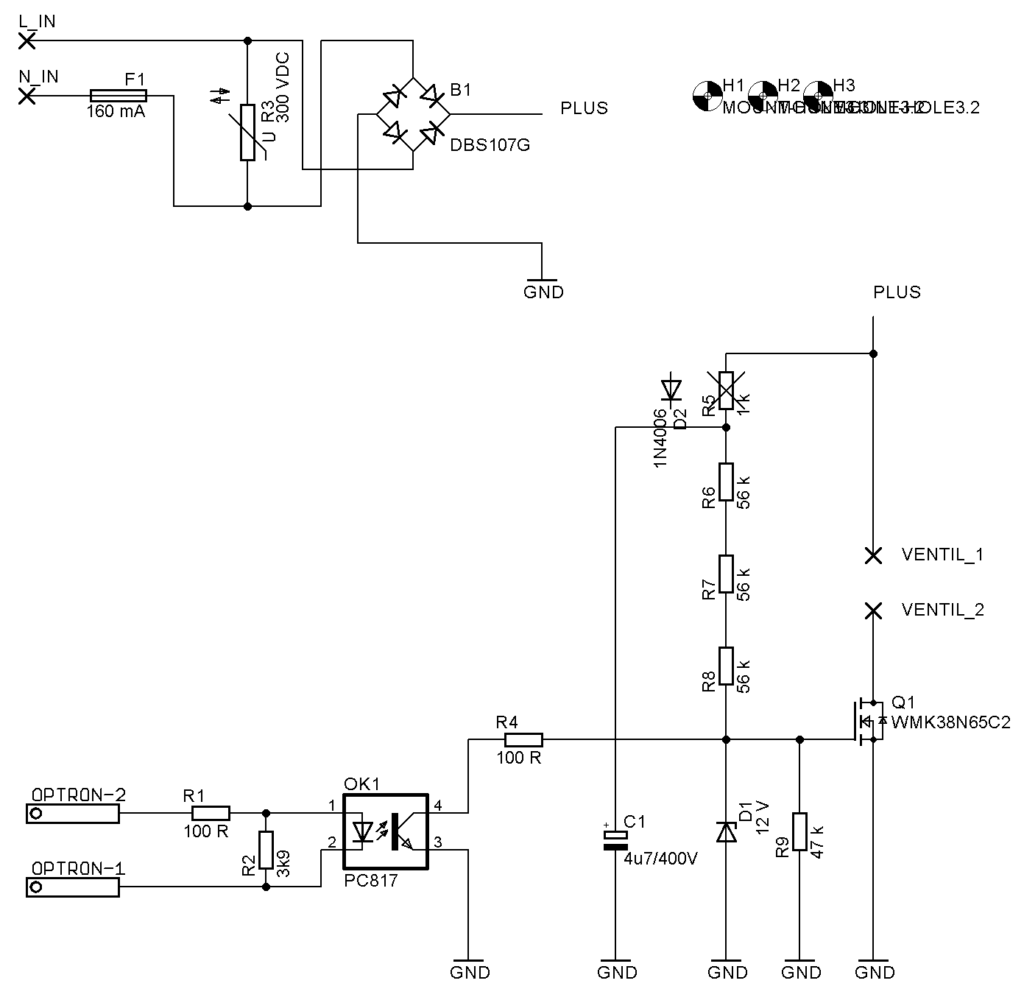 Schéma elektroniky radiátoru.
