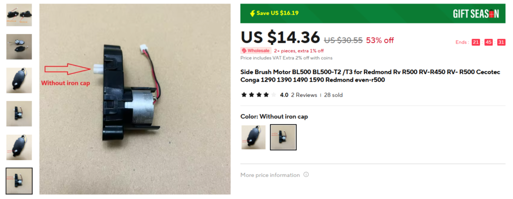 Náhradní motor bočního kartáče do