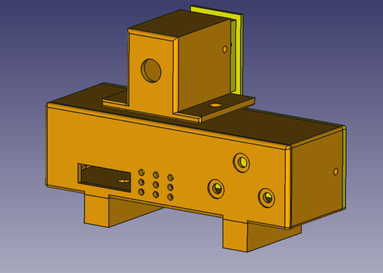 Návrh krabičky pro měřič napětí do testeru PC zdrojů zpředu.