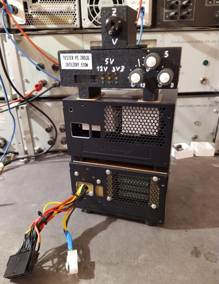 Hotový zátěžový tester PC ATX zdrojů.