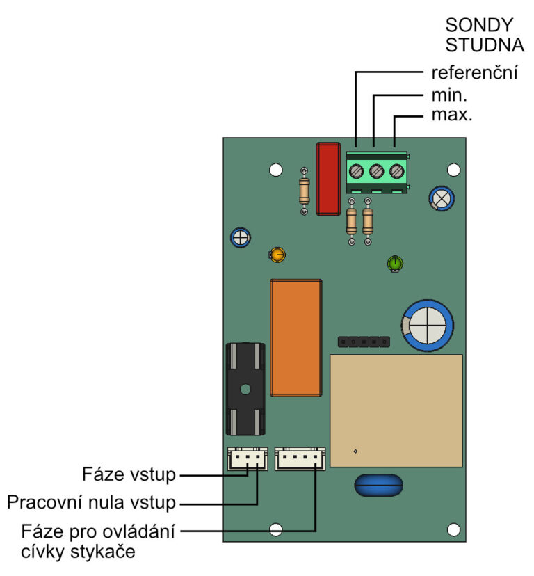 Schéma připojení elektroniky SMPP30 pro snímání vodní hladiny ve studni.